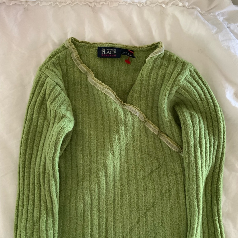 The Children's Place Green Ribbed V-Neck Sweater